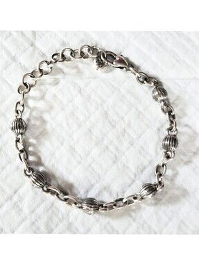 Brighton Starter Charm Bracelet Fluted Beads adjustable Silver tone